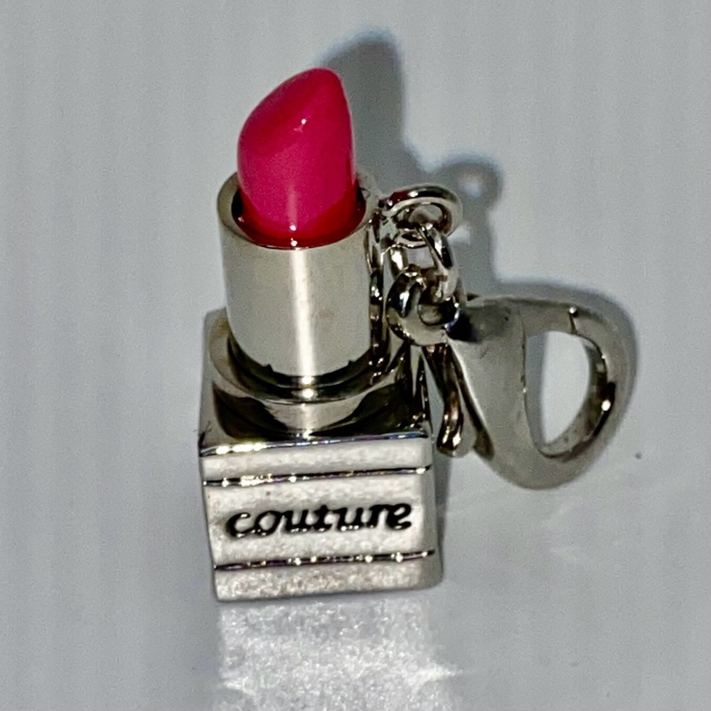 Juicy Couture silver tone and pink lipstick charm - Picture 2 of 9